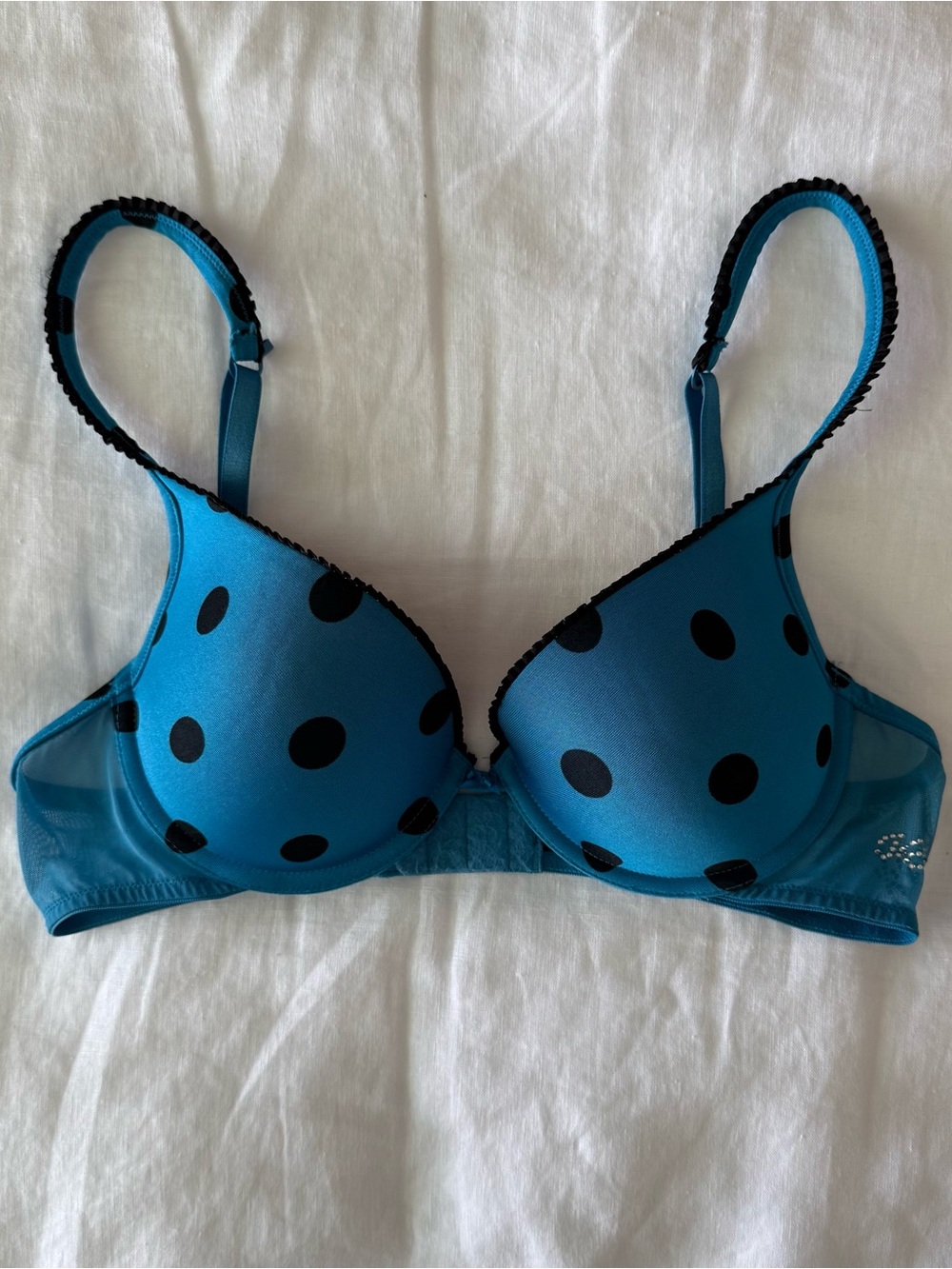 vintage victoria's secret blue polka dot bra